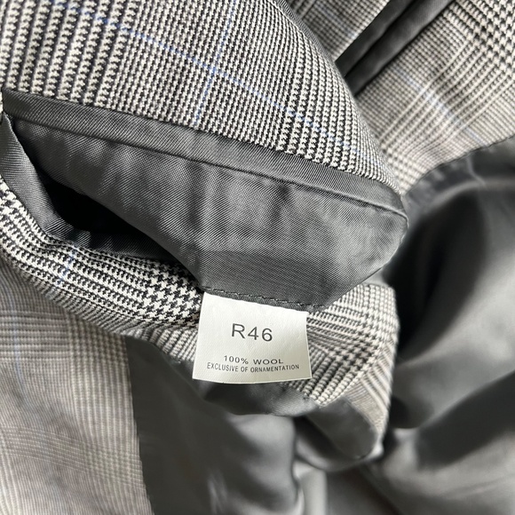 Jos A Bank Signature Black & White Glencheck Blazer Suit Jacket Mens 46R Wool - Picture 11 of 11